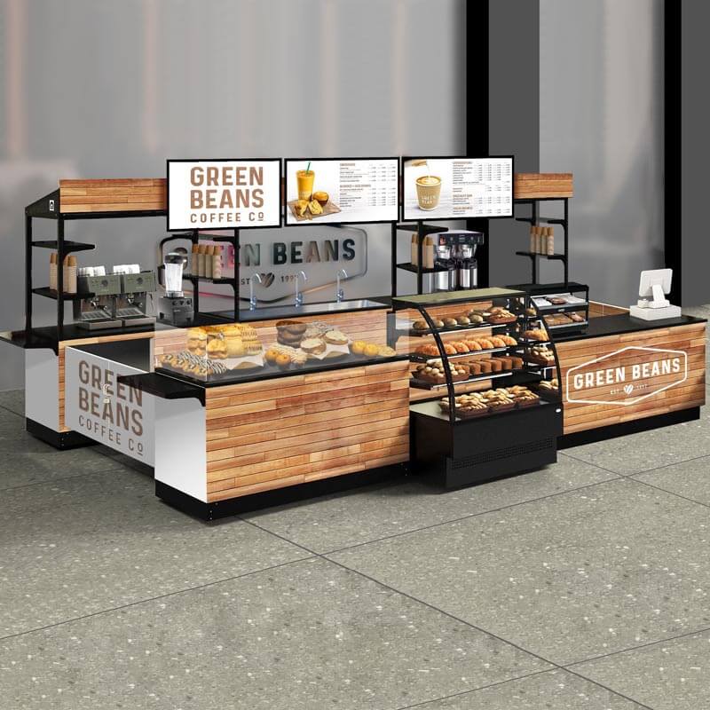 A quad mobile coffee kiosk with optional sink