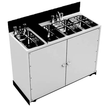 A self-contained portable sink without a graphics wrap