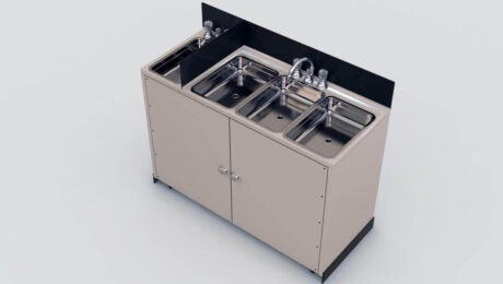 An example of a self-contained portable sink that meets USA food regulations - Cart-King