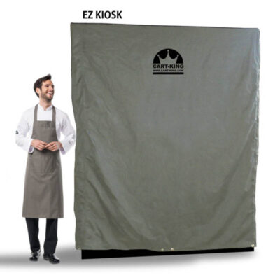 A secure, canvas zip-down cover with lock for our kiosks