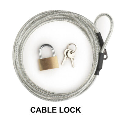 An airline cable lock and key for our security covers