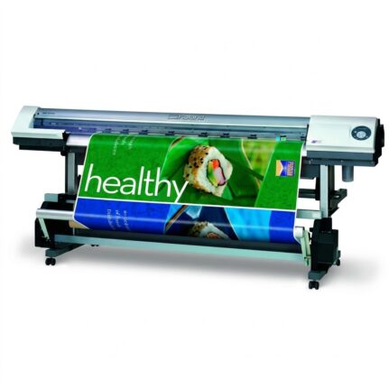 A wide format color printer used to print custom colour vinyl graphic branding
