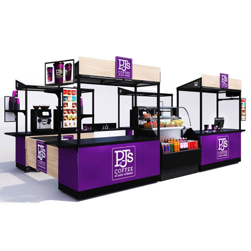The King Cart in a vibrant purple, branded for food and beverage service with a sink and display area - Cart-King