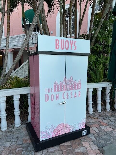 Our retail display shown locked by the pool at The Don Cesar