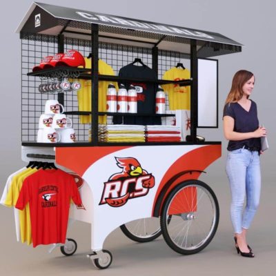 A nice red and white push cart for retail souvenir sales - Cart-King